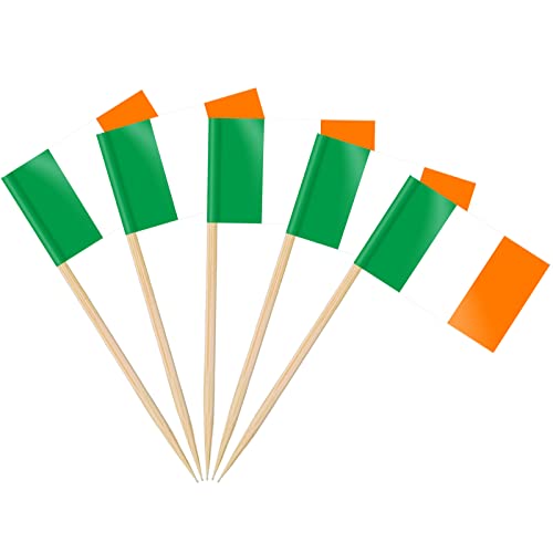 AhfuLife Irish Flag Toothpick for St. Patrick's Day Decorations, 100/200