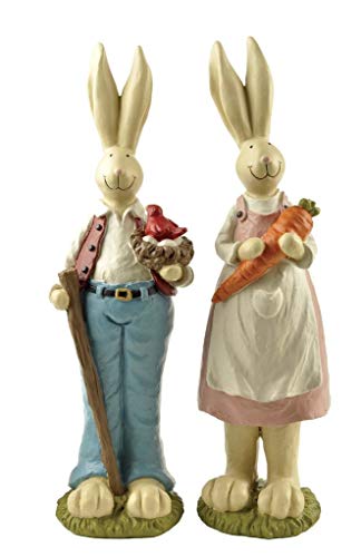 Easter Bunny Decorations Couple Rabbit Holding Bird Chutes and Carrot,