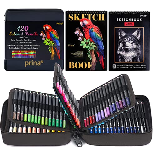 PRINA Art Supplies 120-Color Colored Pencils Set for Adults Coloring