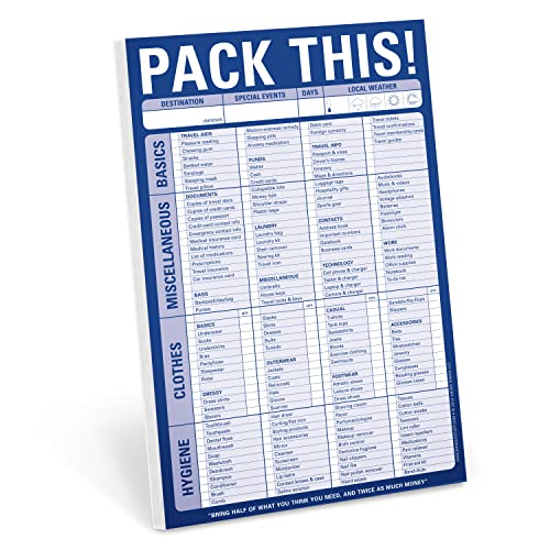 Knock Knock Pack This! Pad Packing List Notepad, 6 x