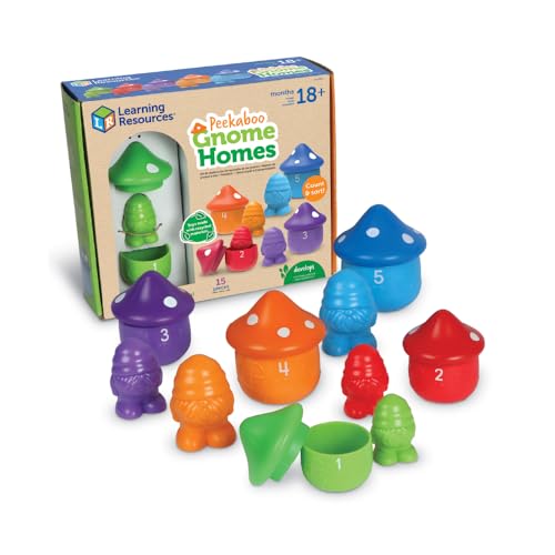Learning Resources Peekaboo Gnome Homes,15 Pieces, Ages 18 Month+, Preschool
