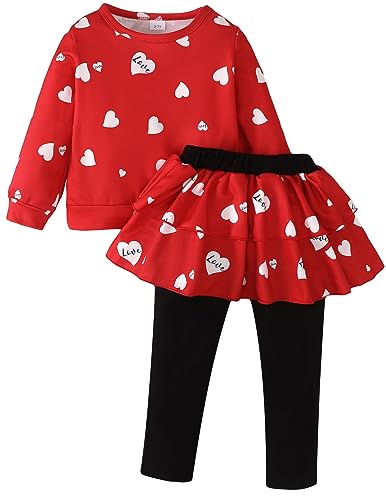 veikimous 3T - 4T Toddler Girls Fall Clothes Love Heart