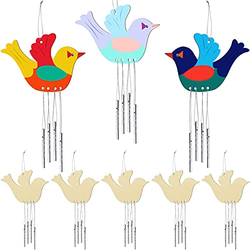 8 Pieces Wood Bird Wind Chime Gift Bird Wind Chime