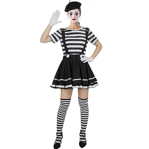 SOLOTIMES Adult Women French Mime Costume Outfit Girls Paris Artist
