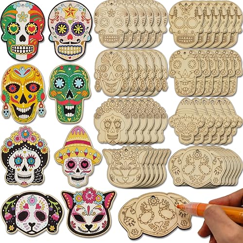 48 Sets Day of The Dead Skull Crafts Kits Unfinished