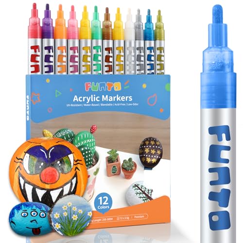 Funto Acrylic Paint Pens for Rock Painting, Fabric, Wood, Canvas,