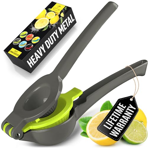Zulay Metal 2-In-1 Lemon Squeezer Manual - Sturdy, Max Extraction