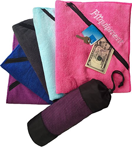 Fitness Towel with Zipper Pocket and Carry Case Gym Towel