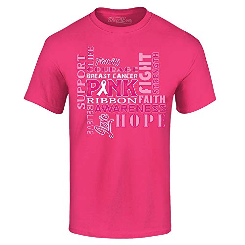 shop4ever Support Breast Cancer Awareness T-Shirt Faith Fight Hope Tee