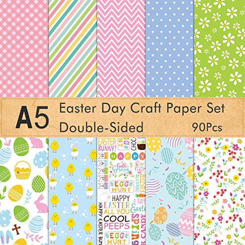 FEPITO 90 Sheets Easter Pattern Paper Set A5 Size Craft