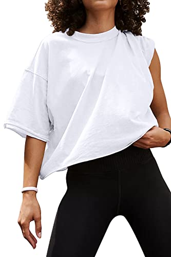 Women's Oversize Crop Tops Round Neck Cozy Half Sleeve T-Shirts
