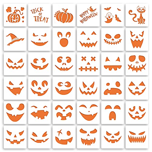 36 Pieces Halloween Drawing Stencils, 6 Inch Plastic Reusable Pumpkin