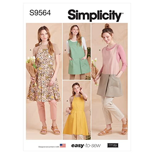 Simplicity Misses' Apron Sewing Pattern Kit, Code S9564, Sizes XS-S-M-L-XL,