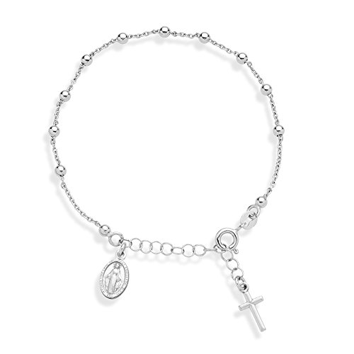 Miabella 925 Sterling Silver Italian Rosary Cross Bead Charm Link