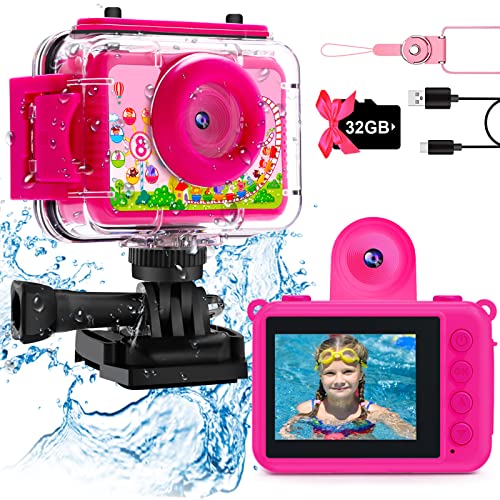GKTZ Kids Waterproof Camera Toys for 3-12 Years Old Girls