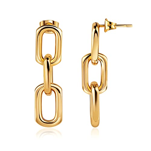 Barzel 18K Gold Plated Symmetrical Drop Chain Earrings - Made