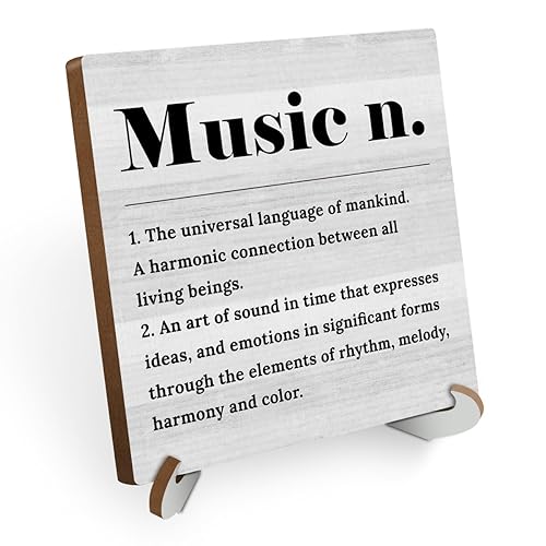 Music Definition Wood Sign Desk Decor Positive Rustic Office Cubicle