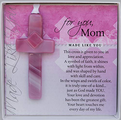 Handmade Glass Cross for Mother with Poem- Unique Gift for