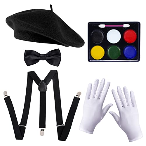 Keymall Kids Mime Artist Accessories 5Pcs with French Beret Hat