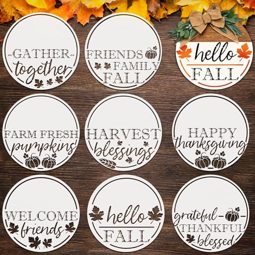 8 Pieces Fall Home Stencils for Painting on Wood 12"Large