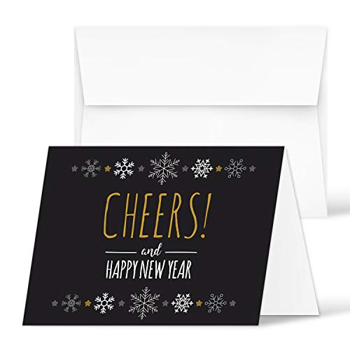 2024 Cheers Happy New Year Greeting Cards – Black and