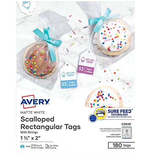 Avery Printable Blank Scallop Gift Tags with Sure Feed, 2"