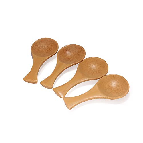 BambooMN - 3.5" Small Solid Bamboo Round Scoop, 10pcs