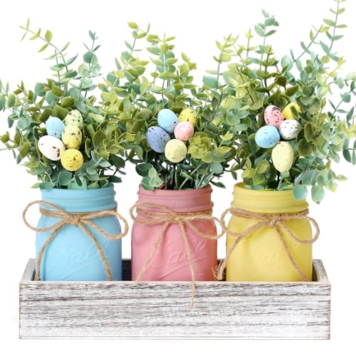 Easter Decorations, Easter Mason Jar Centerpiece for Dinning Table with