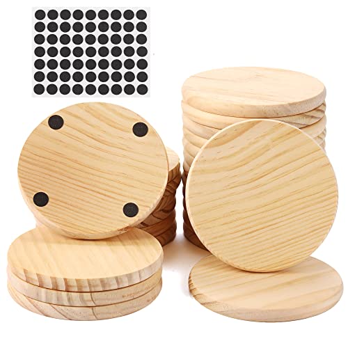 24 Pack Unfinished Wood Coasters, GOH DODD 4" Wood Slices