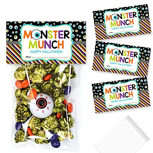 Monster Munch Themed Treat Bag Toppers for Halloween Trick Or