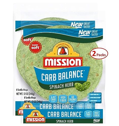 Mission Foods Carb Balance Spinach Herb Tortilla Wraps 8 Count