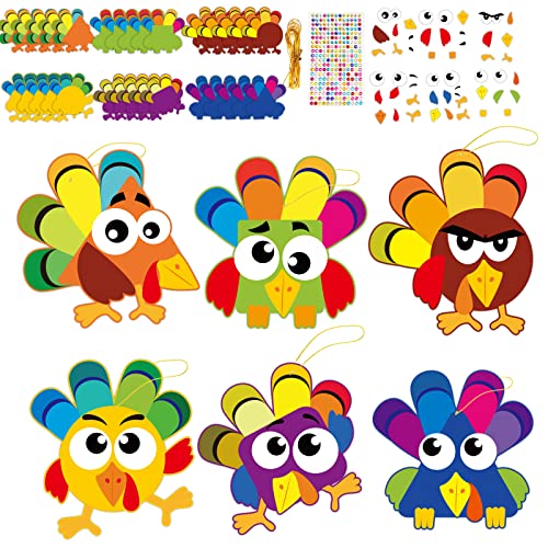 chiazllta 30Pcs Thanksgiving Craft Kits DIY Turkey Craft for Kindergarten