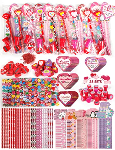 Valentine Gifts for Kids School, 28 Packs Stationery Set from