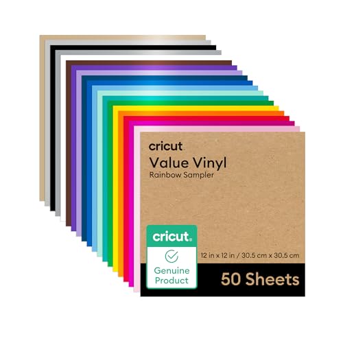 Cricut Value Permanent Vinyl - 50ft Rainbow Sampler, 12in x