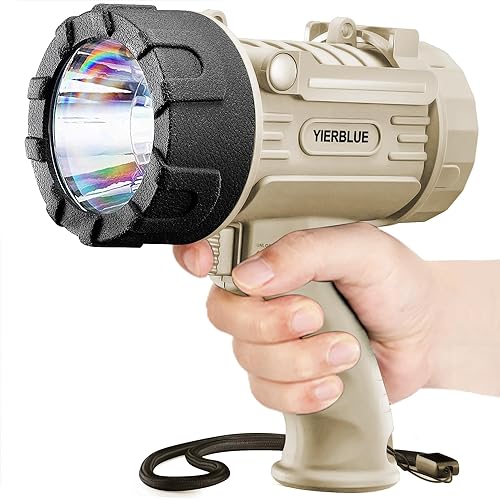 YIERBLUE Rechargeable Spotlight Flashlight with 1000,000 Lumen LED, IP67 Waterproof