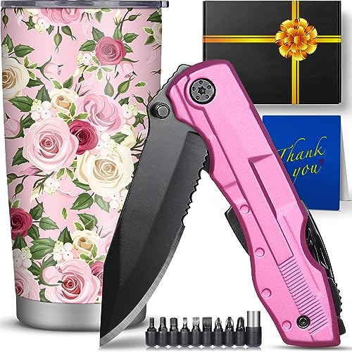 Birthday Gifts for Women,Tumbler Pin-k Multitool Knife Set,Unique Gift Ideas
