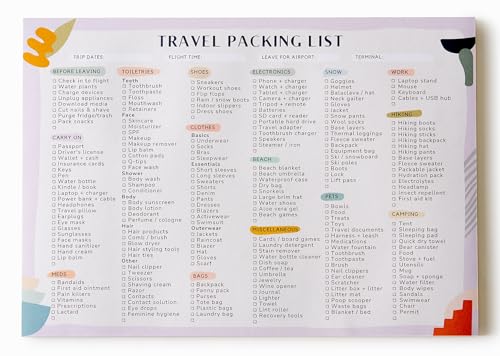 Travel Packing List | 8" x 11" Notepad | 40