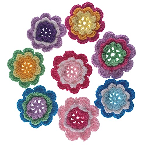 10Pcs Handmade Sew-on Appliqued Crochet Knitted 45mm Flowers Knitting Flower