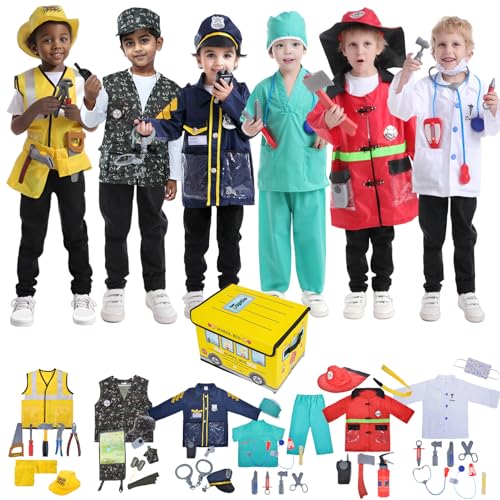 TopTie 6 Sets Kids Costumes with Storage Box, Dress Up