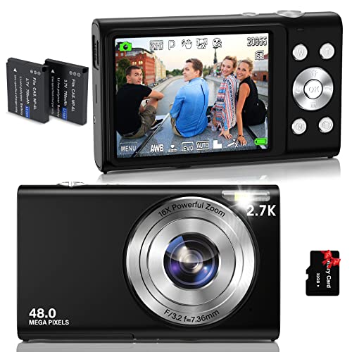 Jckduhan 2.7K HD 48MP Digital Camera - Auto Focus, 16X