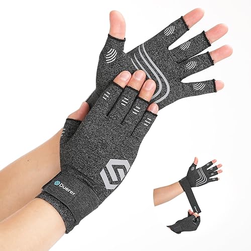 Duerer Arthritis Compression Gloves with Straps, Women Men for RSI,