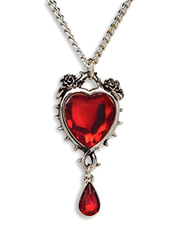 Heart necklace Valentine's Day Romance Red Heart Crystals In Thorns