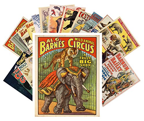 PIXILUV Vintage PostCards 24 pcs Vintage Circus Animals and Horses