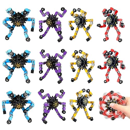 12PCS Fidget Spinners Toys,Transformable Creative Mechanical Gyro Toy Stress Relief
