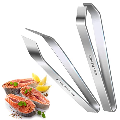 Fish Bone Tweezers - 2PCS Kitchen Tweezers Stainless Steel Flat