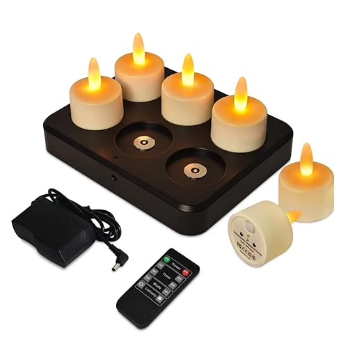 Rechargeable Tea Lights Candles with Remote 100 Hours Flameless Candles