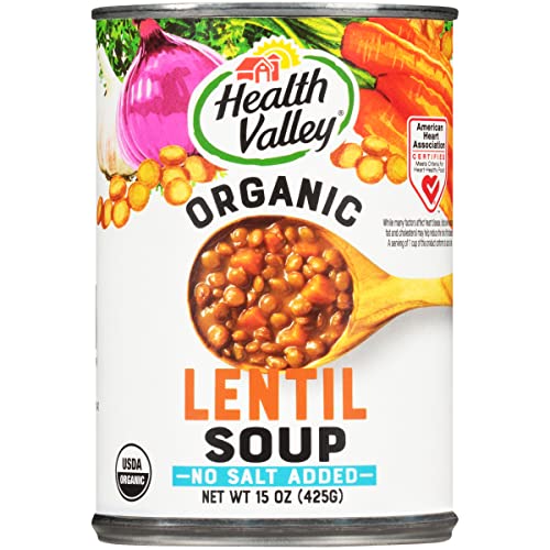 Health Valley Organic Soup, No Salt Added, Lentil, 15 Oz