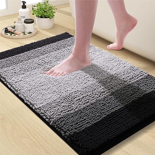 OLANLY Bathroom Rug, Extra Soft Chenille Thick Absorbent Shaggy Mat,