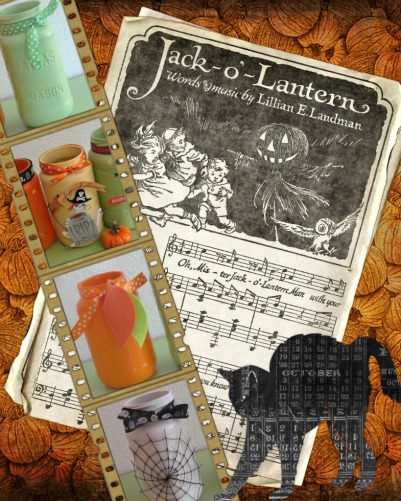 Collage with Mason Jar Crafts for Halloween and Fall - Grab the craft ideas at DearCreatives.com