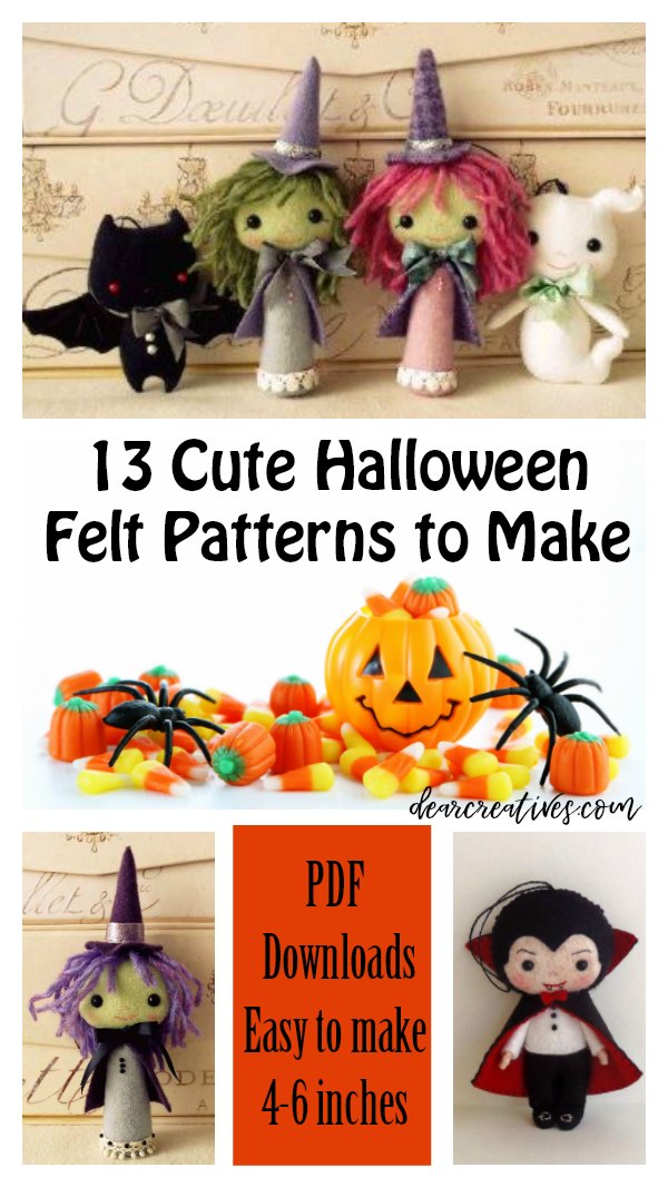 13 Cute Halloween Felt Patterns to Make #halloweencrafts #halloweendecorations #halloweenornaments #crafts #felt DearCreatives.com